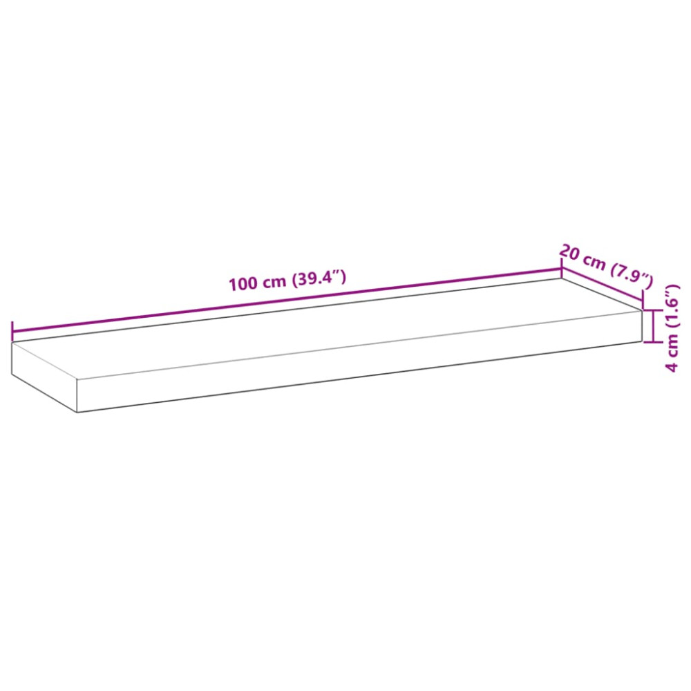 Produktbild för Svävande hyllor 3 st 100x20x4 cm obehandlat massivt akaciaträ