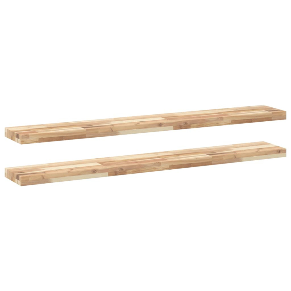 Produktbild för Svävande hyllor 2 st 140x20x4 cm obehandlat massivt akaciaträ