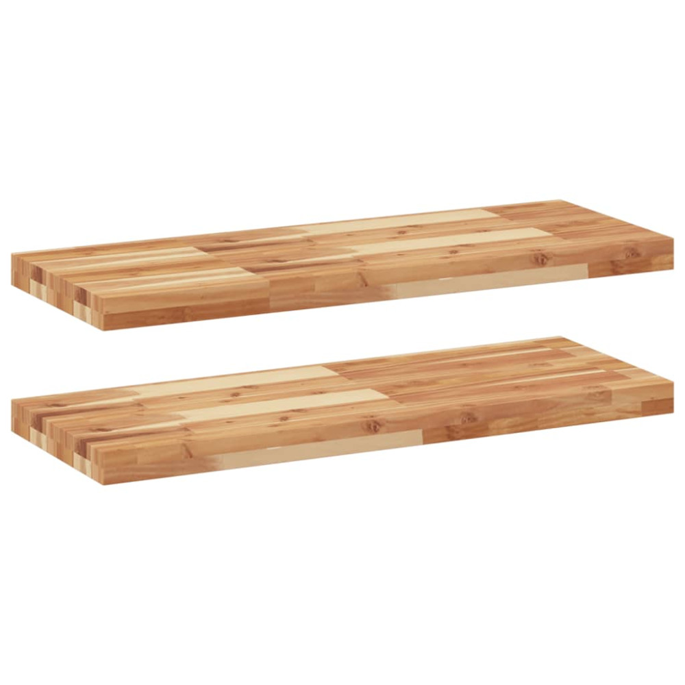 Produktbild för Svävande hyllor 2 st 100x30x4 cm behandlat massivt akaciaträ