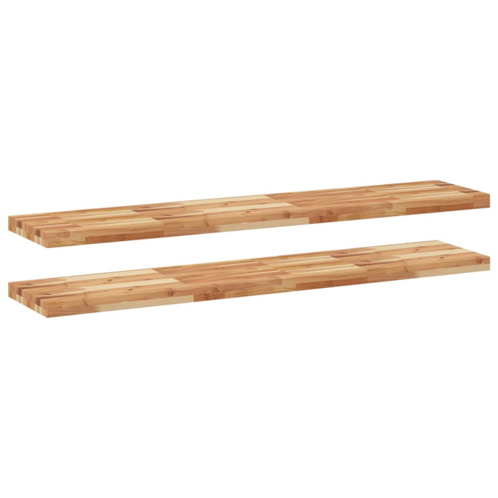 Produktbild för Svävande hyllor 2 st 160x30x4 cm behandlat massivt akaciaträ