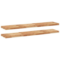 Produktbild för Svävande hyllor 2 st 160x30x4 cm behandlat massivt akaciaträ