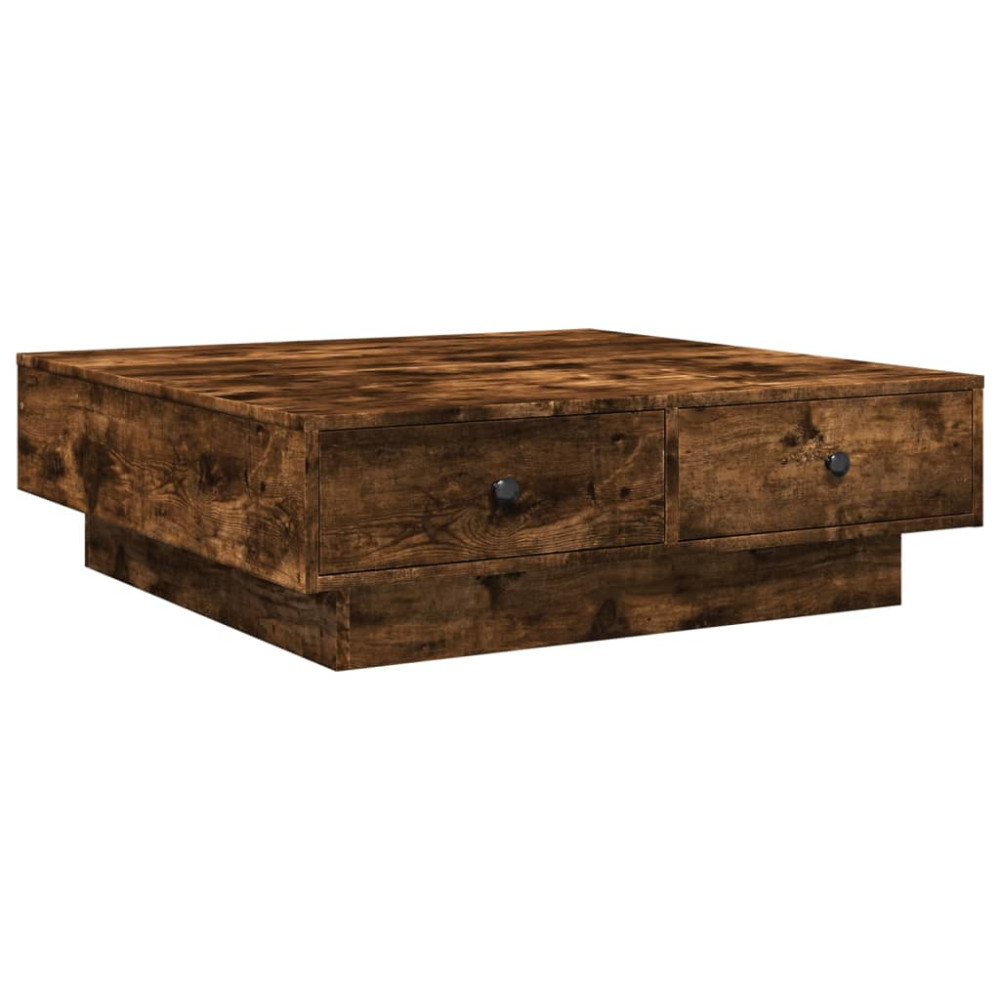 Produktbild för Soffbord rökfärgad ek 90x90x28 cm konstruerat trä