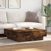 Produktbild för Soffbord rökfärgad ek 90x90x28 cm konstruerat trä