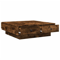 Produktbild för Soffbord rökfärgad ek 90x90x28 cm konstruerat trä