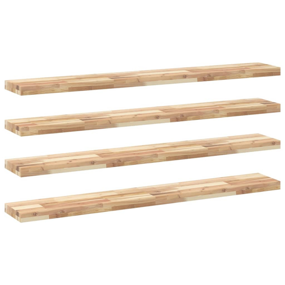 Produktbild för Svävande hyllor 4 st 120x20x4 cm obehandlat massivt akaciaträ