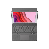 Produktbild för Logitech Combo Touch - tangentbord och foliefodral - med pekdyna - QWERTY - nordiskt (danska/finska/norska/svenska) - oxford-grå Inmatningsenhet