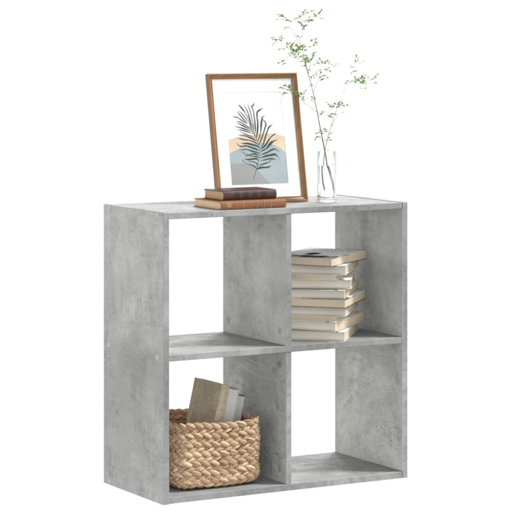 Produktbild för Bokhylla betonggrå 68,5x32x68,5 cm konstruerat trä