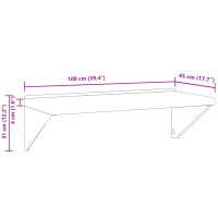 Produktbild för Vägghylla 100x45x31 cm silver rostfritt stål