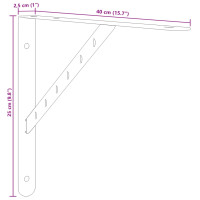 Produktbild för Hyllfästen 4 st 40x2,5x25 cm svart rostfritt stål