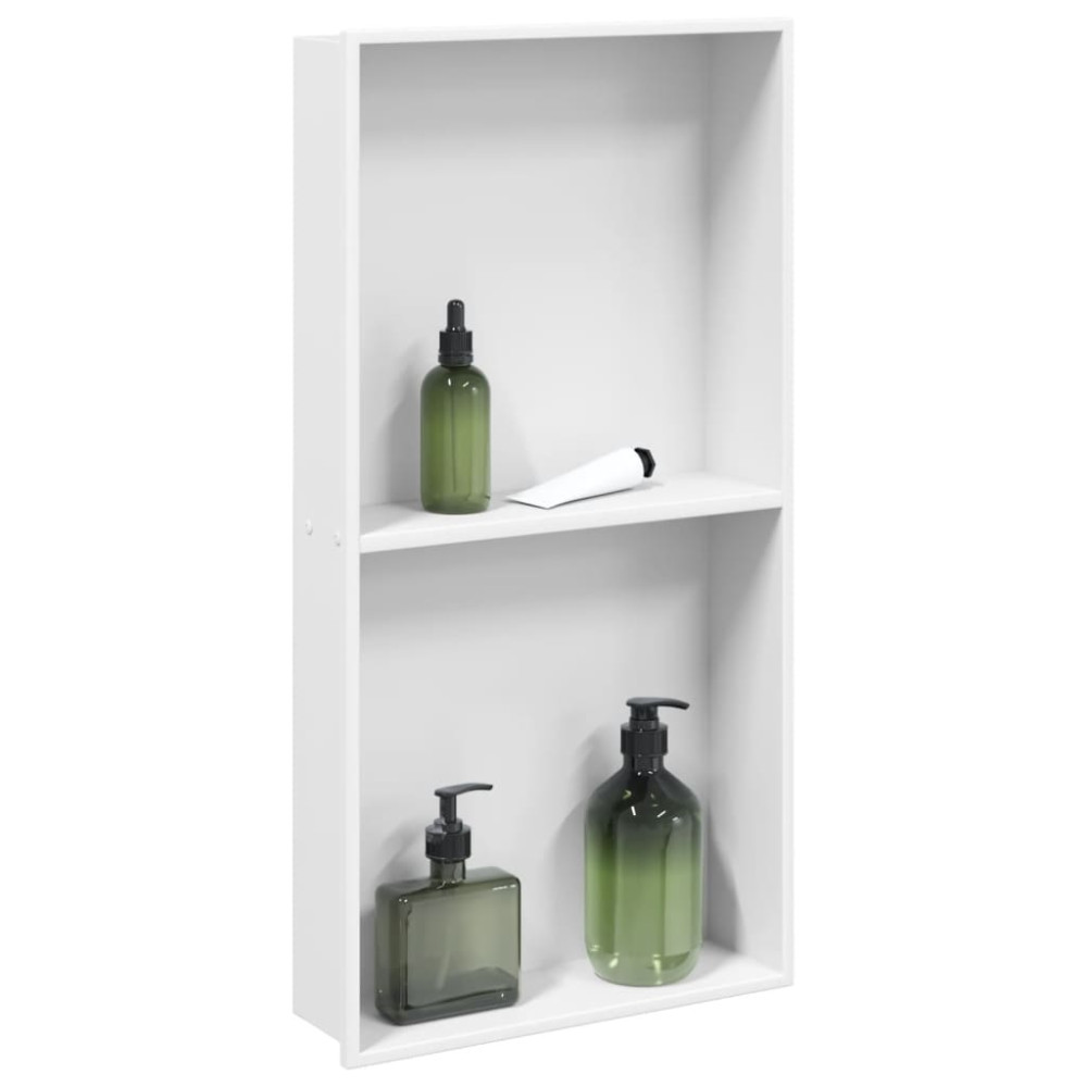 Produktbild för Duschnisch matt vit 32x62x9 cm rostfritt stål