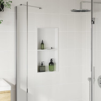Produktbild för Duschnisch matt vit 32x62x9 cm rostfritt stål