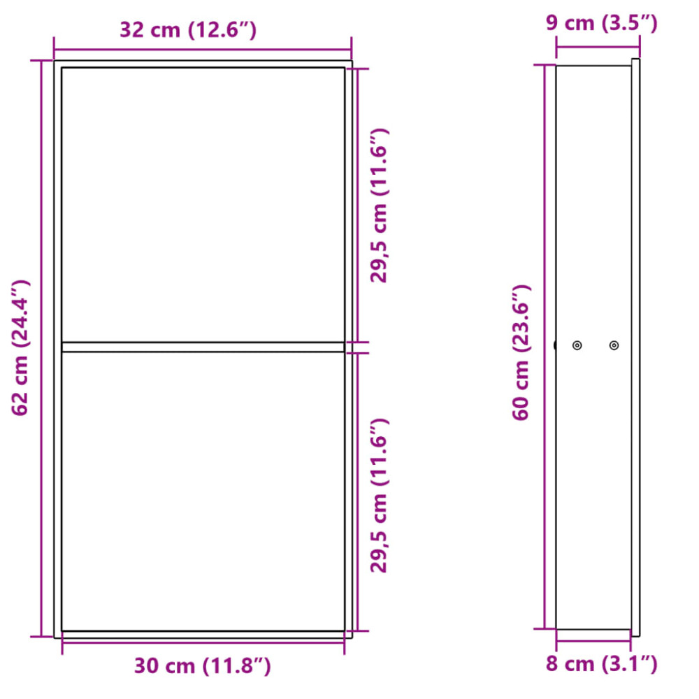 Produktbild för Duschnisch matt vit 32x62x9 cm rostfritt stål