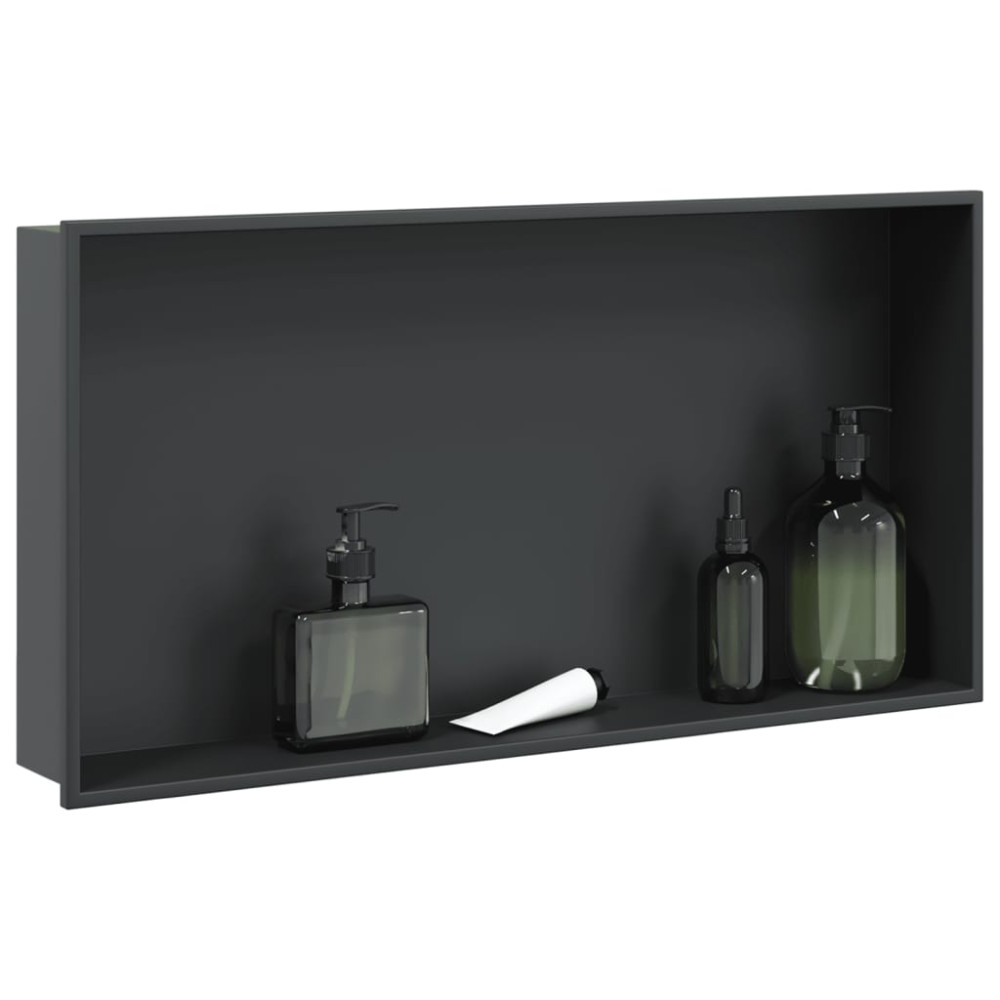 Produktbild för Duschnisch matt svart 62x32x9 cm rostfritt stål