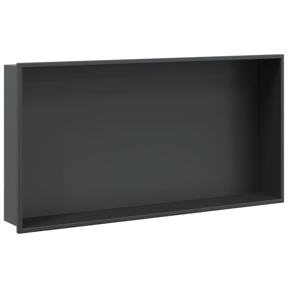 Produktbild för Duschnisch matt svart 62x32x9 cm rostfritt stål