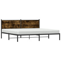 Produktbild för Sängram utan madrass metall rökfärgad ek 193x203 cm