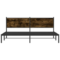 Produktbild för Sängram utan madrass metall rökfärgad ek 193x203 cm