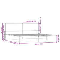 Produktbild för Sängram utan madrass metall rökfärgad ek 193x203 cm