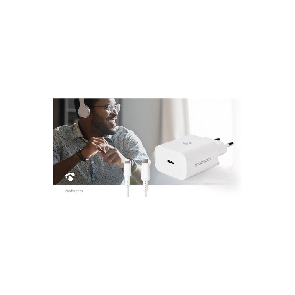 Produktbild för Laddare Vägg NEDIS 20 W USB-C/Lightning