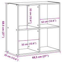 Produktbild för Bokhylla ek 68,5x32x68,5 cm konstruerat trä