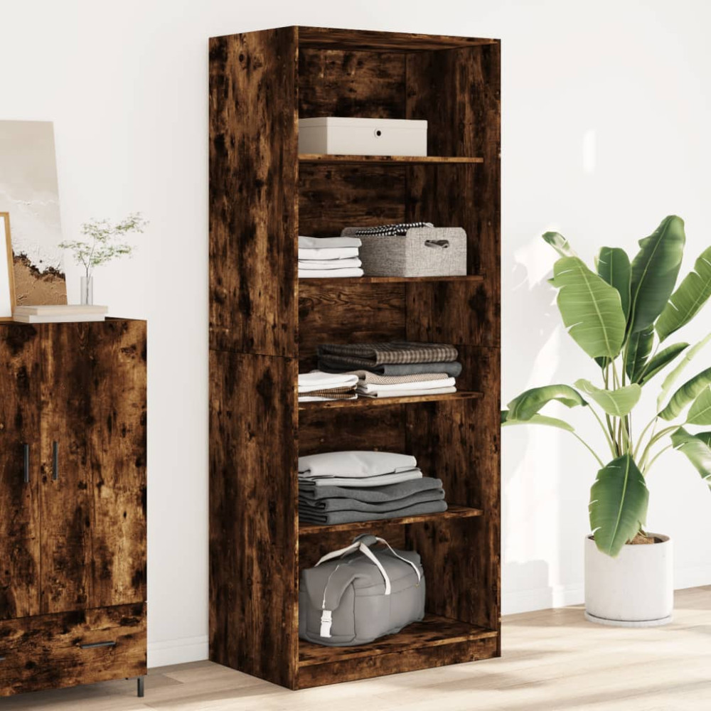 Produktbild för Garderob rökfärgad ek 80x50x200 cm konstruerat trä
