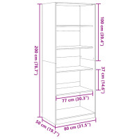 Produktbild för Garderob rökfärgad ek 80x50x200 cm konstruerat trä