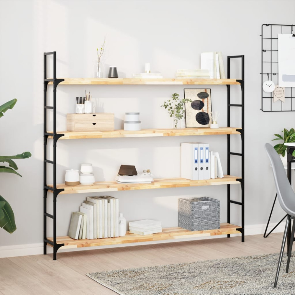Produktbild för Svävande hyllor 4 st 160x20x4 cm obehandlat massivt akaciaträ