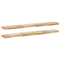 Produktbild för Svävande hyllor 2 st 160x20x4 cm obehandlat massivt akaciaträ