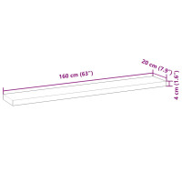 Produktbild för Svävande hyllor 2 st 160x20x4 cm obehandlat massivt akaciaträ
