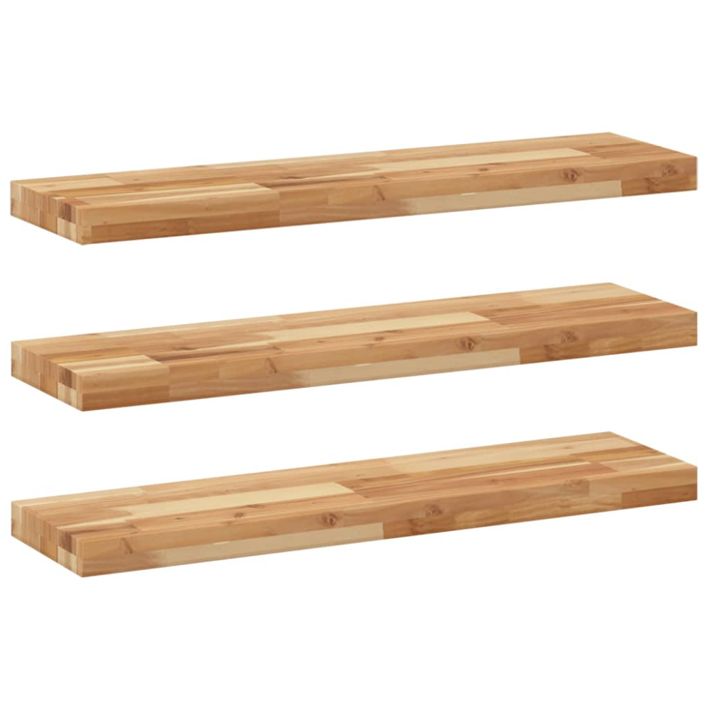 Produktbild för Svävande hyllor 3 st 80x20x4 cm behandlat massivt akaciaträ