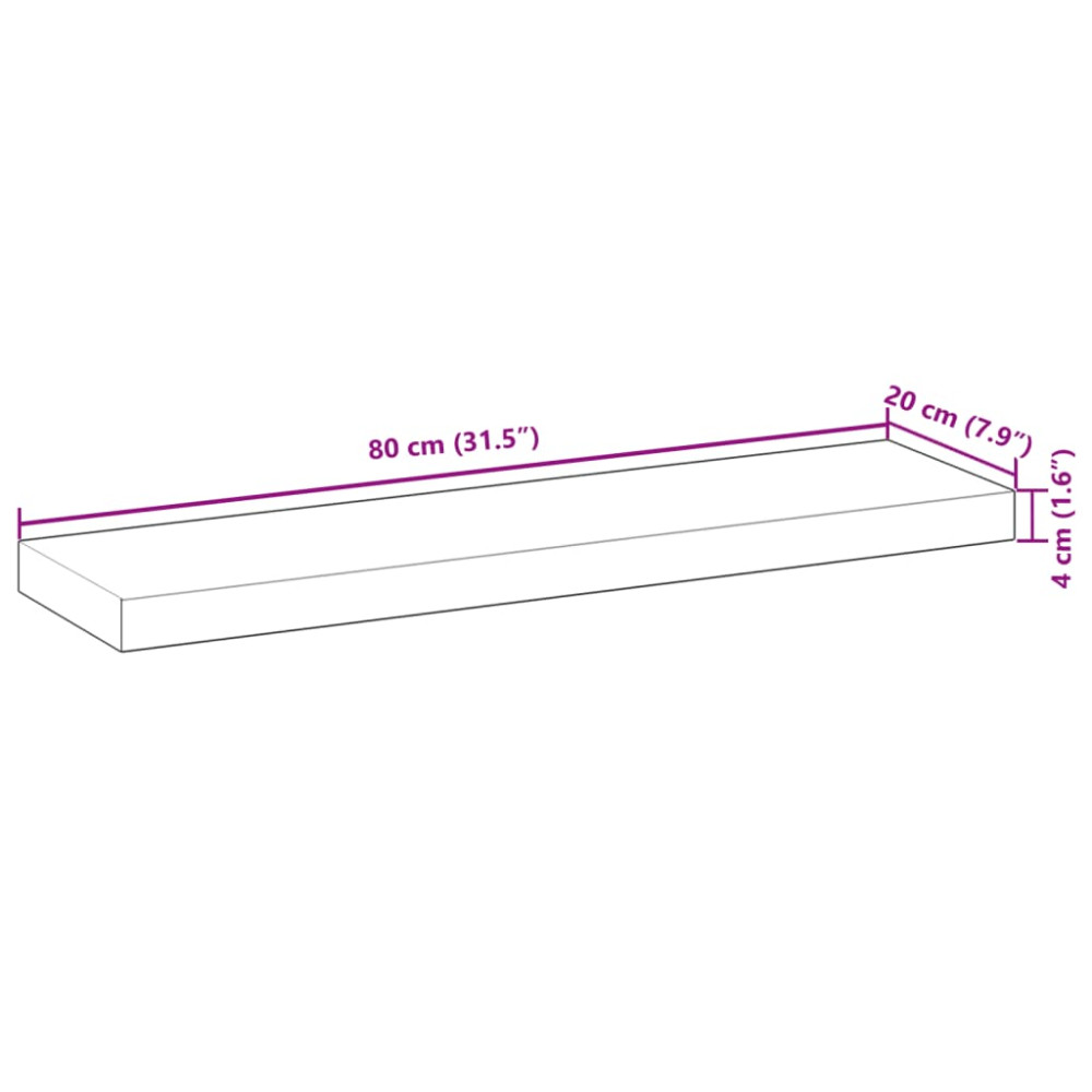 Produktbild för Svävande hyllor 3 st 80x20x4 cm behandlat massivt akaciaträ