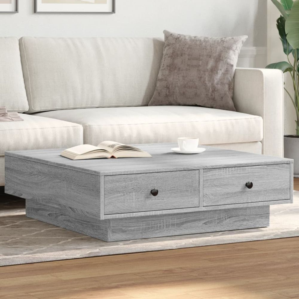 Produktbild för Soffbord grå sonoma 90x90x28 cm konstruerat trä