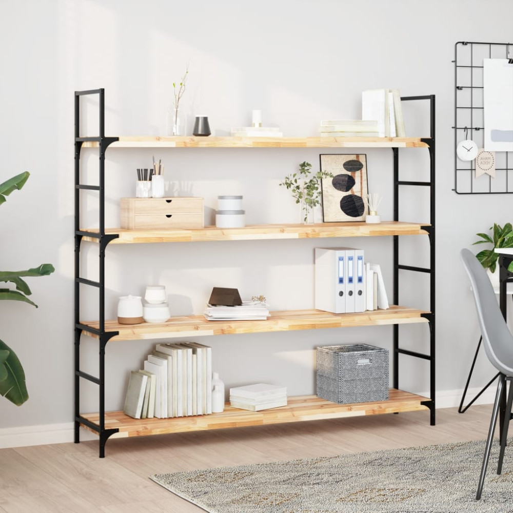 Produktbild för Svävande hylla 140x30x4 cm obehandlat massivt akaciaträ