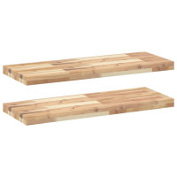 Produktbild för Svävande hyllor 2 st 100x30x4 cm obehandlat massivt akaciaträ