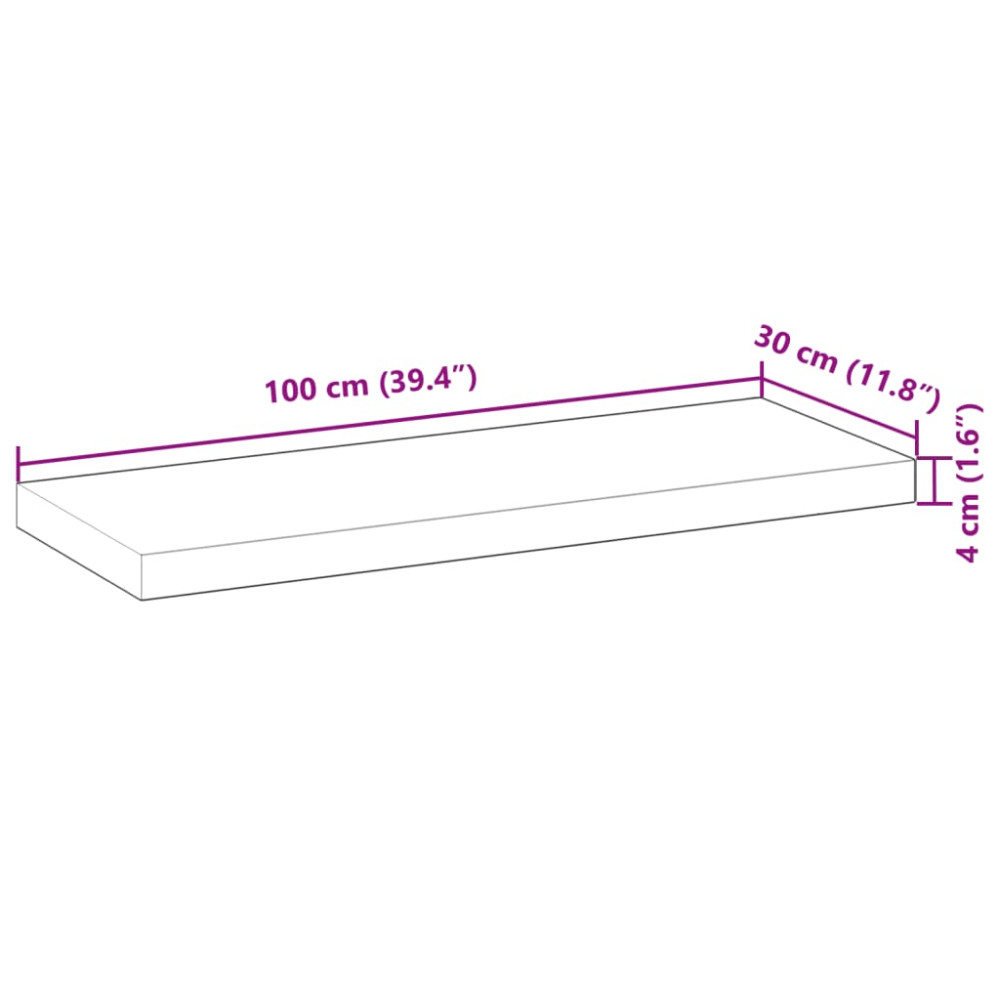 Produktbild för Svävande hyllor 2 st 100x30x4 cm obehandlat massivt akaciaträ