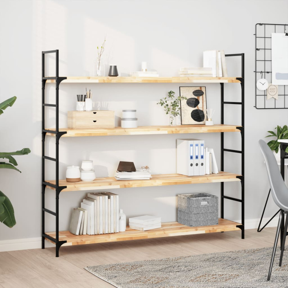 Produktbild för Svävande hyllor 2 st 160x30x4 cm obehandlat massivt akaciaträ