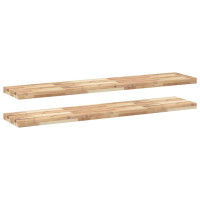 Produktbild för Svävande hyllor 2 st 160x30x4 cm obehandlat massivt akaciaträ