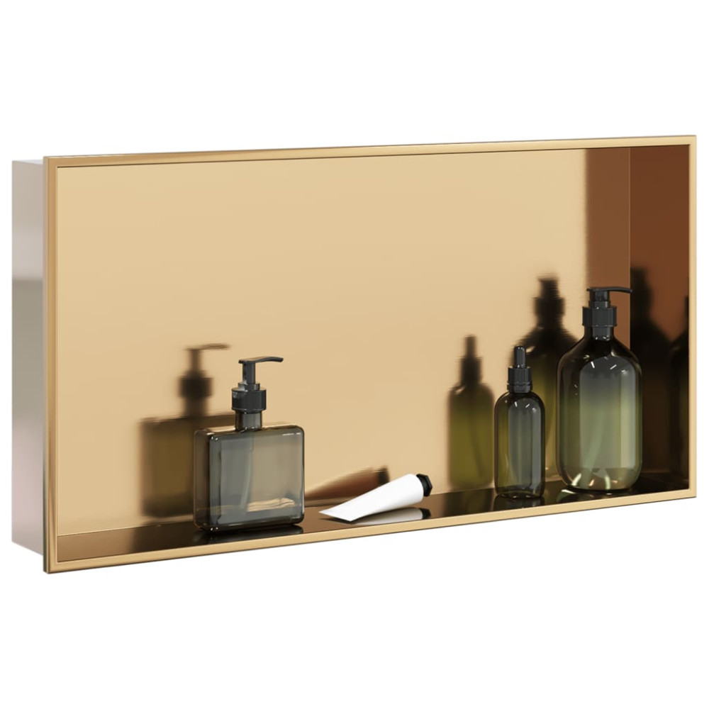 Produktbild för Duschnisch borstad guld 62x32x9 cm rostfritt stål