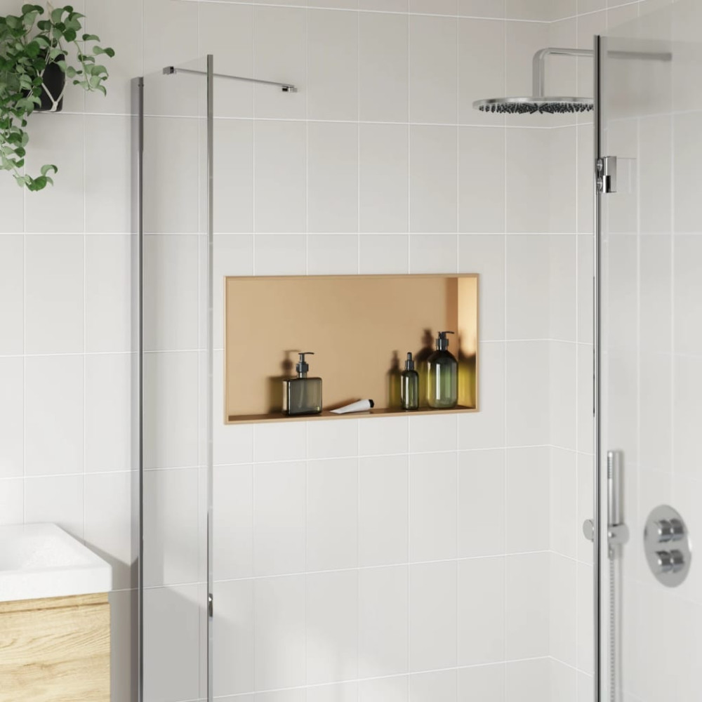 Produktbild för Duschnisch borstad guld 62x32x9 cm rostfritt stål