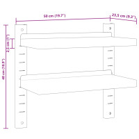 Produktbild för Vägghyllor 2 nivåer 50x23,5x60 cm silver rostfritt stål