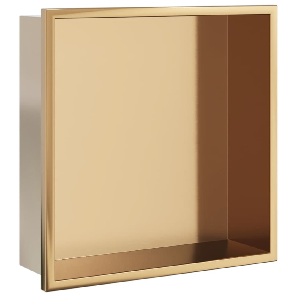 Produktbild för Duschnisch borstad guld 32x32x9 cm rostfritt stål