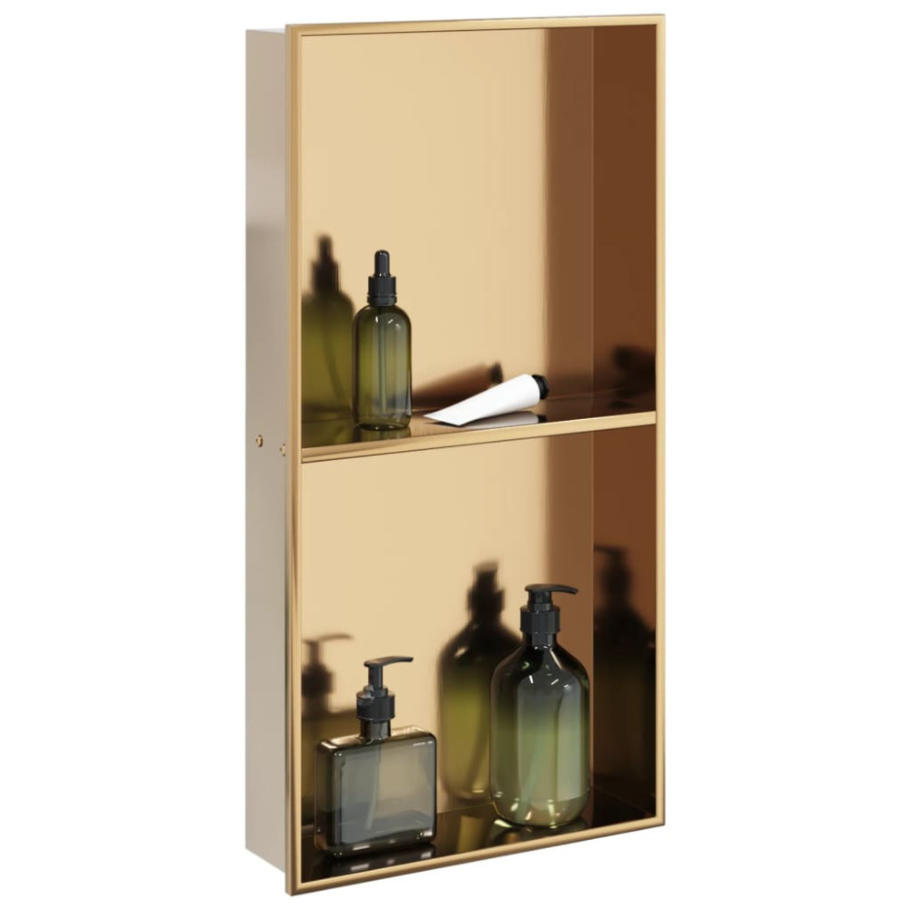 Produktbild för Duschnisch borstad guld 32x62x9 cm rostfritt stål