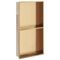 Produktbild för Duschnisch borstad guld 32x62x9 cm rostfritt stål