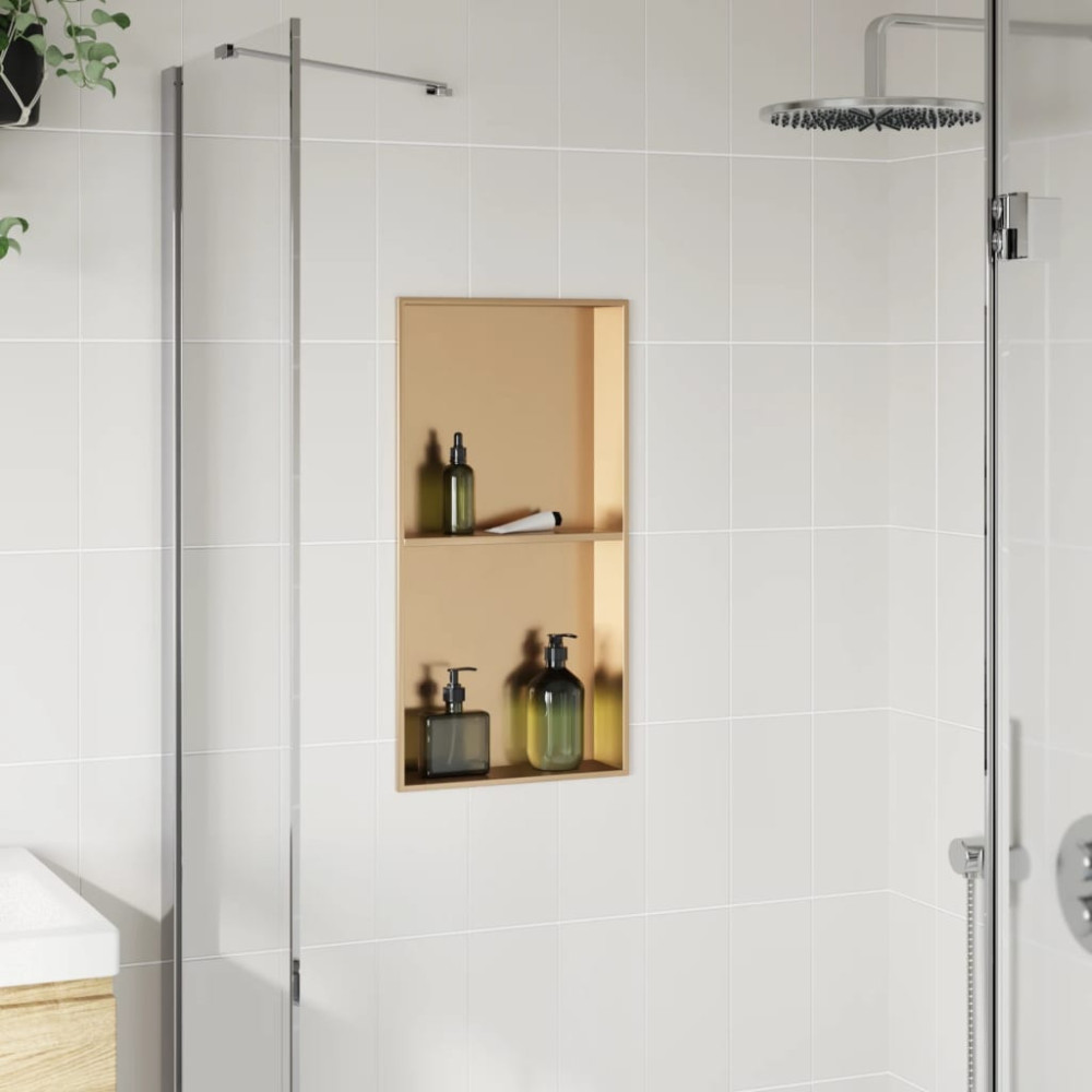 Produktbild för Duschnisch borstad guld 32x62x9 cm rostfritt stål