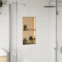 Produktbild för Duschnisch borstad guld 32x62x9 cm rostfritt stål