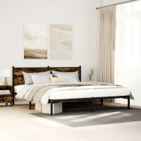 Produktbild för Sängram utan madrass metall rökfärgad ek 183x213 cm