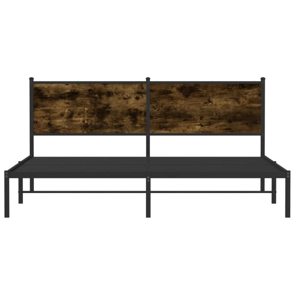 Produktbild för Sängram utan madrass metall rökfärgad ek 183x213 cm