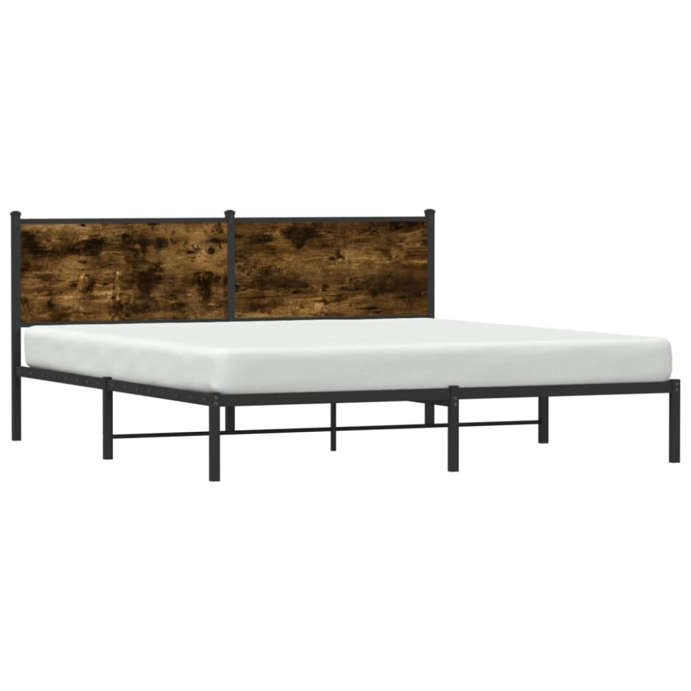 Produktbild för Sängram utan madrass metall rökfärgad ek 160x200 cm