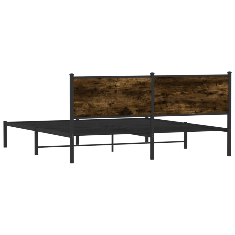 Produktbild för Sängram utan madrass metall rökfärgad ek 160x200 cm