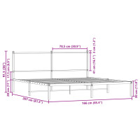 Produktbild för Sängram utan madrass metall rökfärgad ek 160x200 cm