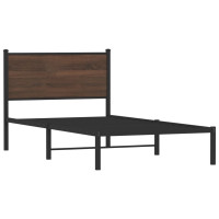 Produktbild för Sängram utan madrass metall brun ek 107x203 cm